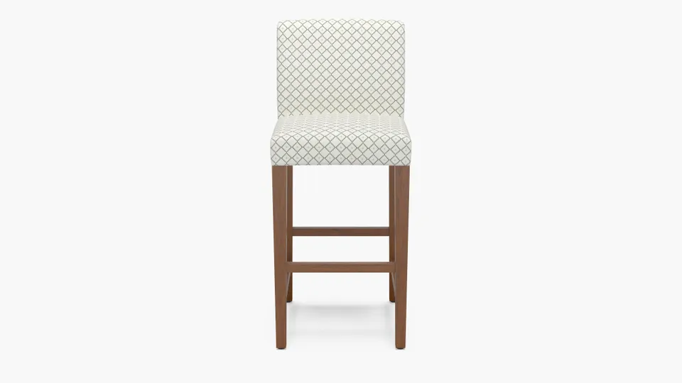 Signature Dining Bar Stool, Jade Petite Lattice, Walnut Square Tapered Leg
