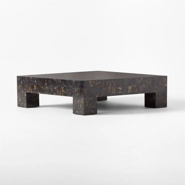 Scatola 48" Square Brown Tiled Resin Coffee Table