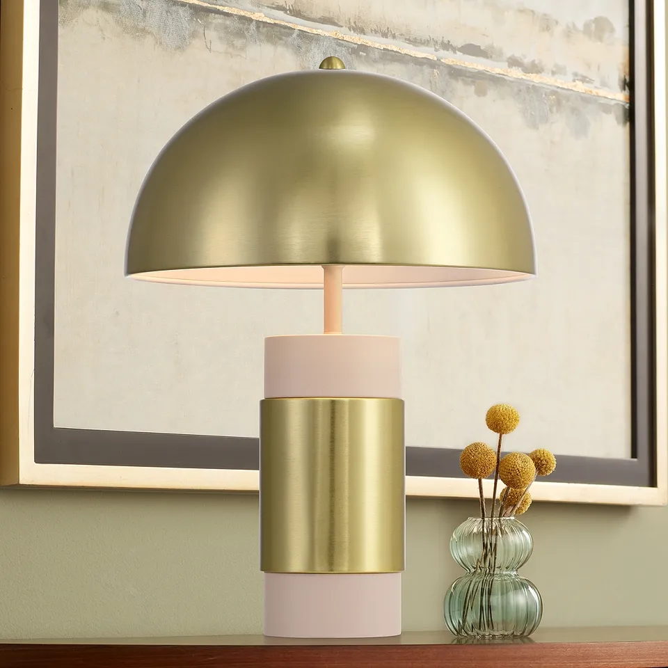 Delia 16" High Antique Brass Mushroom Accent Table Lamp