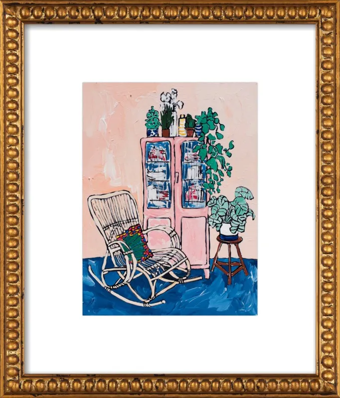 Rocking Chair In Pink Interior by Lara Lee Meintjes for Artfully Walls