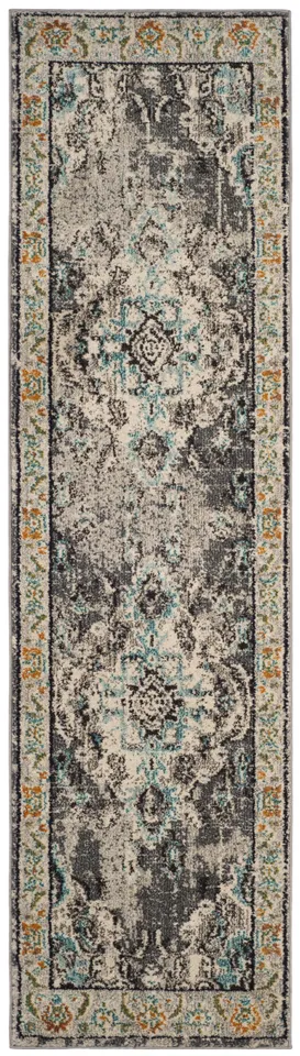 Arlo Home Woven Area Rug, MNC243G, Grey/Light Blue,  2' 2" X 8'