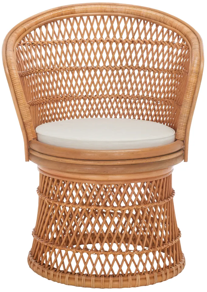 Iola Swivel Accent Chair With Cushion - Natural / White