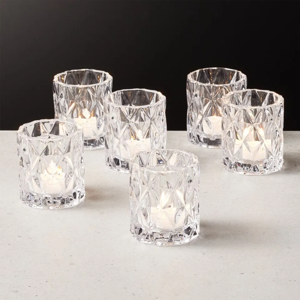 Betty Clear Glass Tealight Candle Holder Set of 6