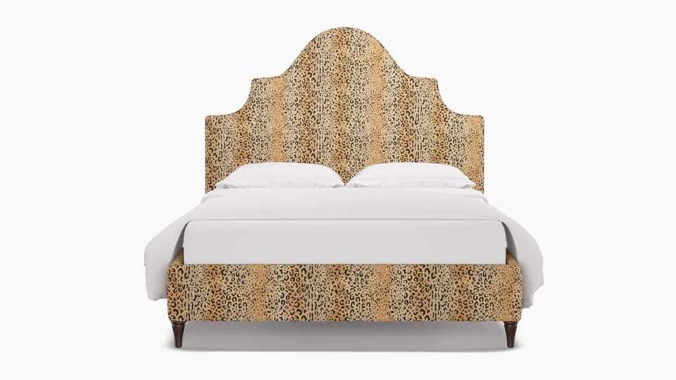 Statement Bed, Leopard, Espresso Decorative Tapered Leg, Twin