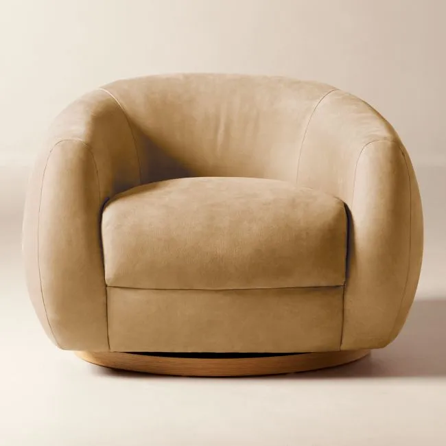 Laszlo Caramel Brown Leather Swivel Chair