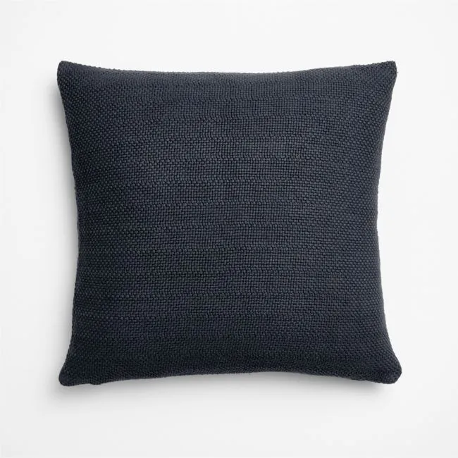 Organic Cotton Basketweave 20"x20" Deep Indigo Throw Pillow with Down-Alternative Insert