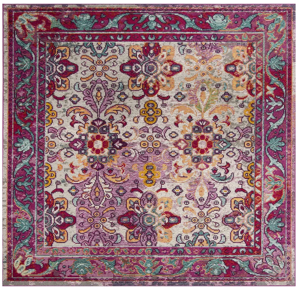 Arlo Home Woven Area Rug, CRS506B, Light Blue/Fuchsia,  7' X 7' Square