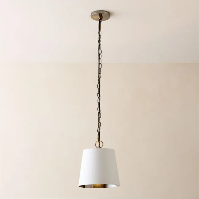 Trey White Leather Pendant Light