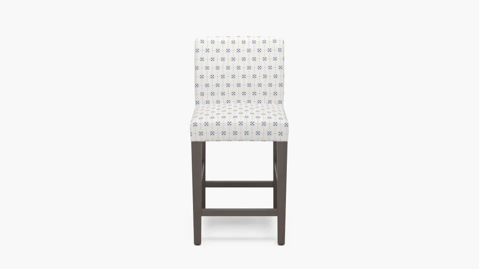 Signature Dining Counter Stool, Delft Meadow Check, Espresso Square Tapered Leg