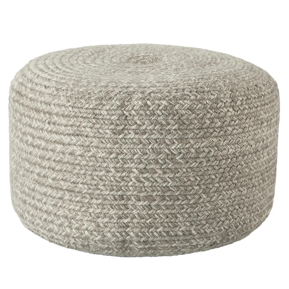 Vibe by Grayton Indoor/ Outdoor Solid Heather Gray/ Cream Cylinder Pouf
