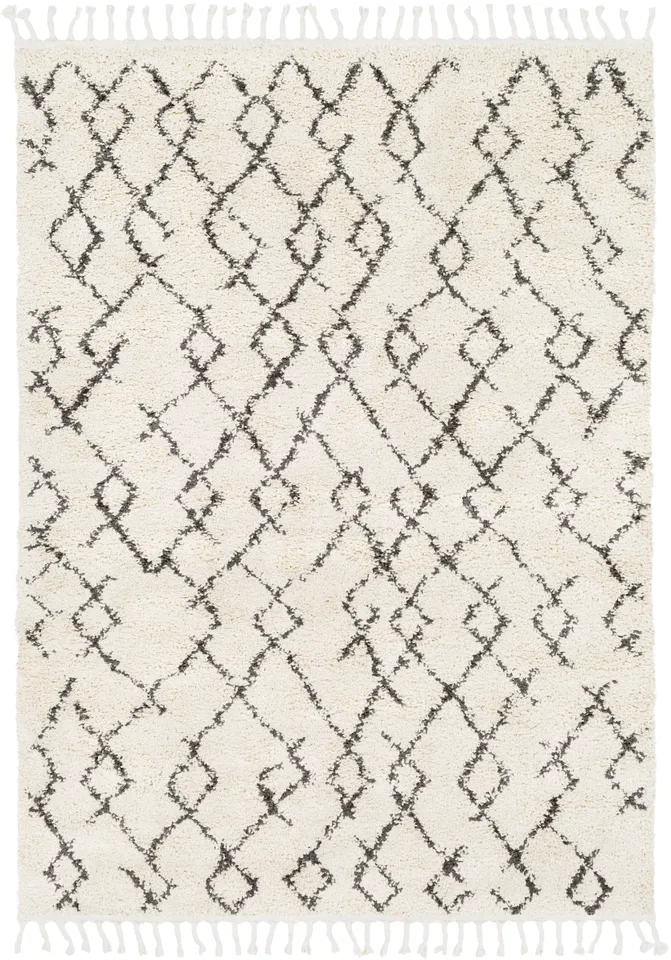 Berber Shag White Indoor 6'11" x 9' Machine Woven Rug