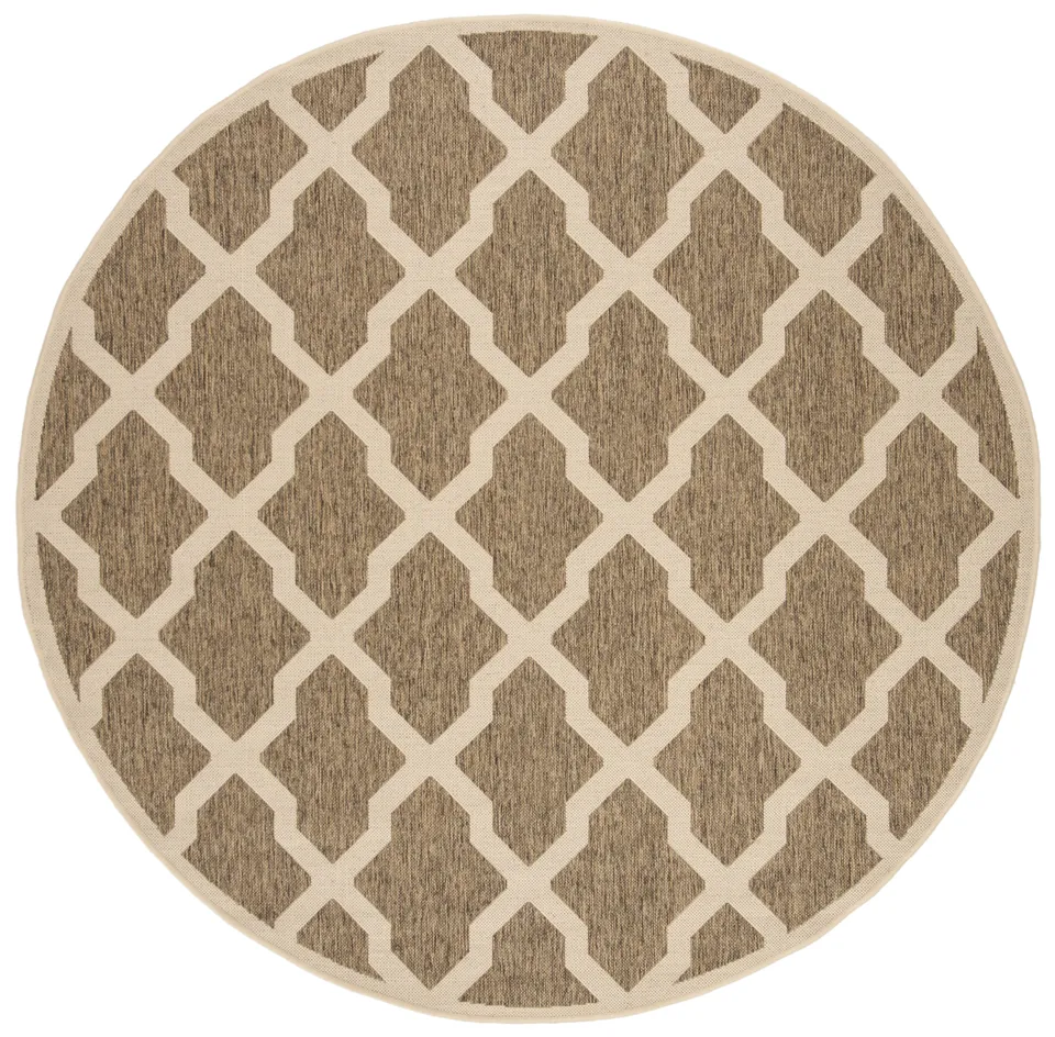 Arlo Home Indoor/Outdoor Woven Area Rug, LND122D, Beige/Cream,  6' 7" X 6' 7" Round