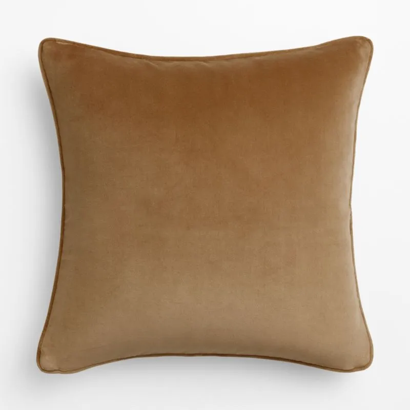 Soft Focus Organic Cotton Velvet 20"x20" Chestnut Brown Throw Pillow Cover by Laura Harrier and Tiffany Howell