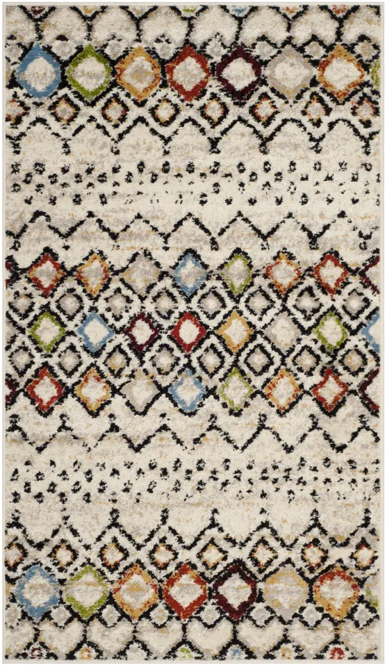 Arlo Home Woven Area Rug, AMS108K, Ivory/Multi,  3' X 5'