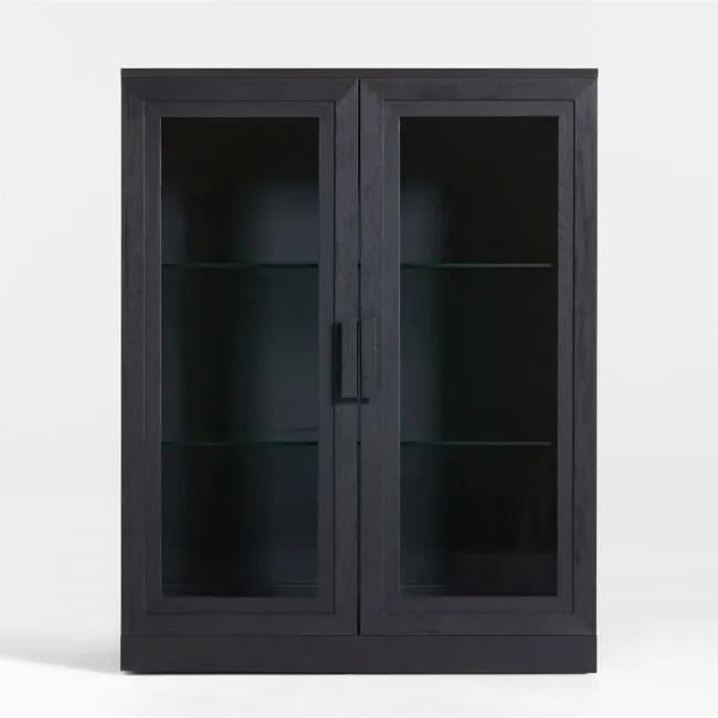 Calypso 36" Black Wood Modular Glass Door Bookcase