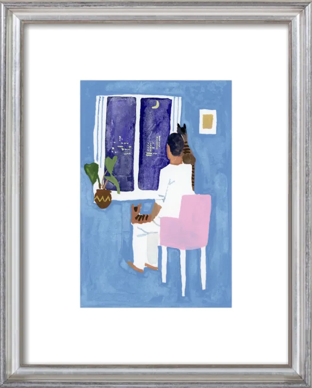 Look at the cat and the moon by Hiroyuki Izutsu for Artfully Walls