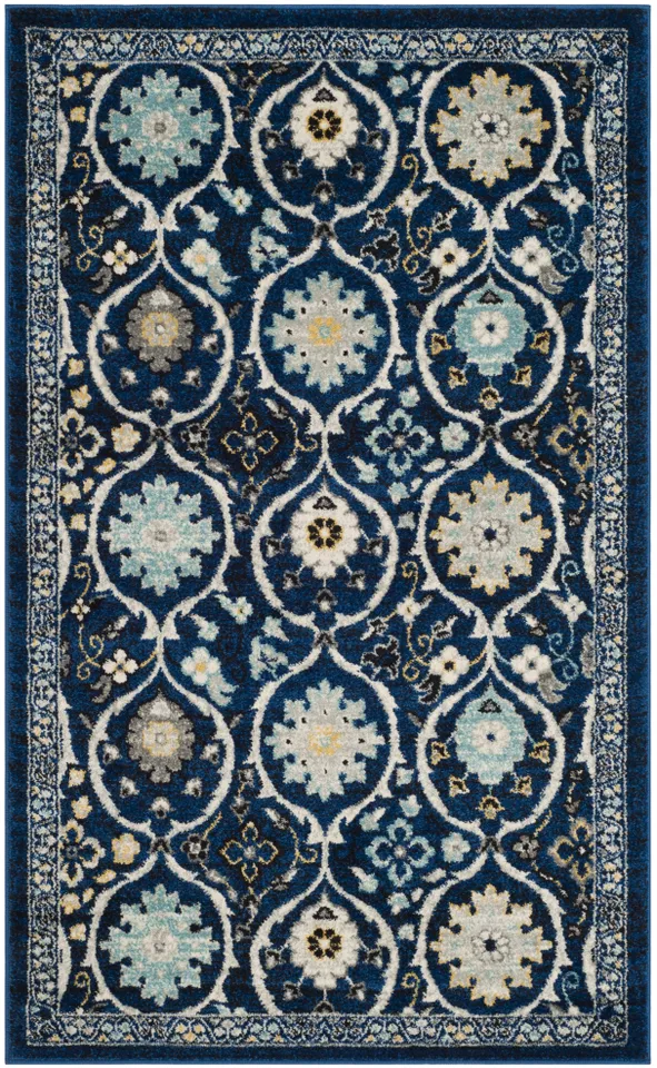 Arlo Home Woven Area Rug, EVK210A, Royal/Ivory,  3' X 5'
