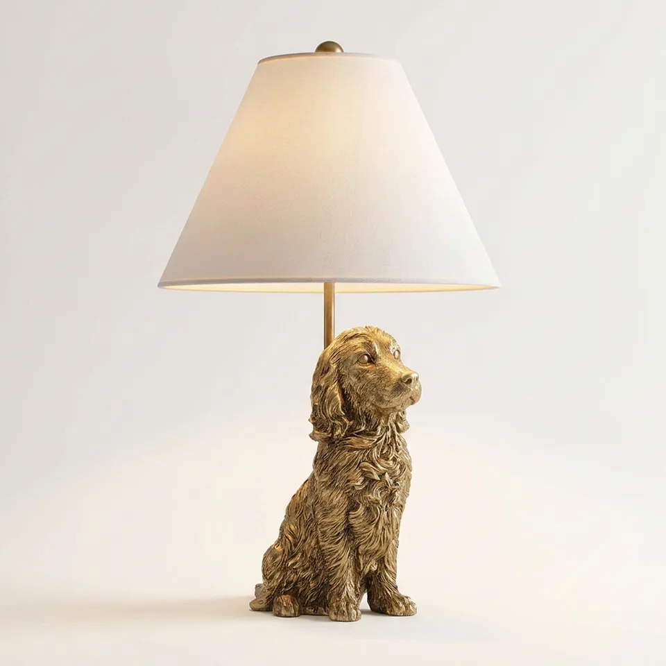 Possini Euro Ellington 19" High Antique Brass Dog Statue Accent Lamp