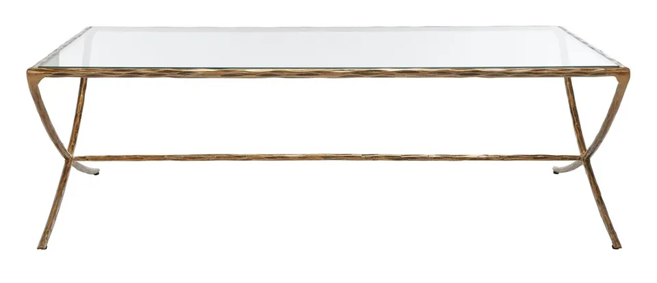Debbie Rectangle Metal Coffee Table - Brass