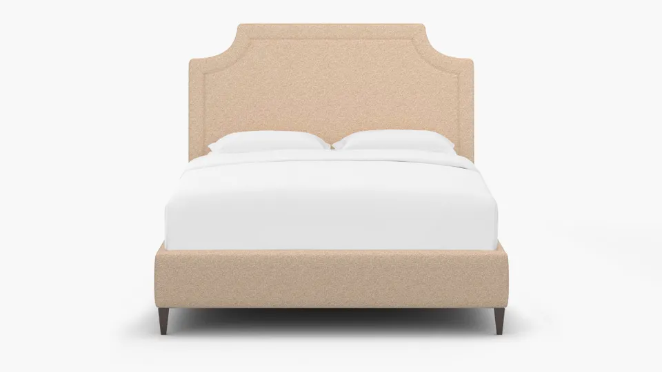 Deco Bed, Buff Boucle, Espresso Square Tapered Leg, Twin