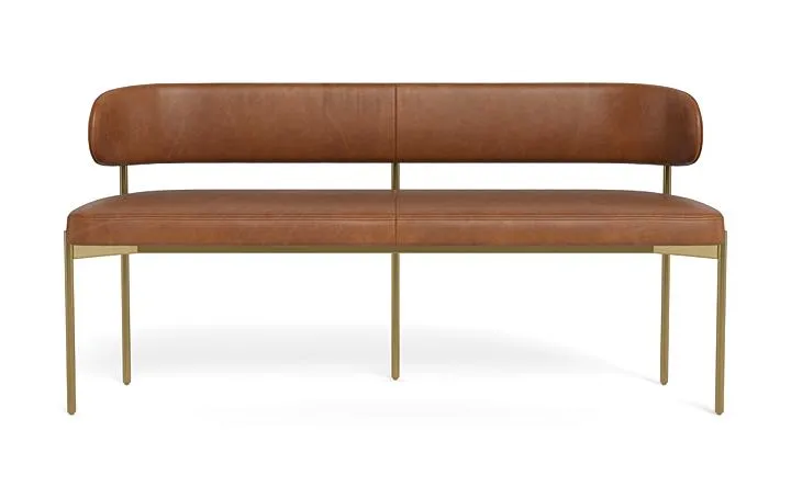 Hollis Leather Metal Framed Bench