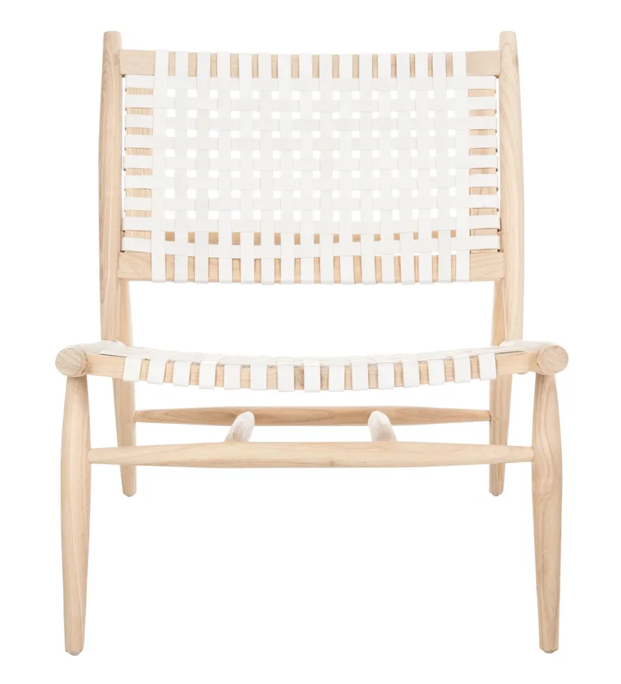 Soleil Accent Chair - White / Natural - Safavieh