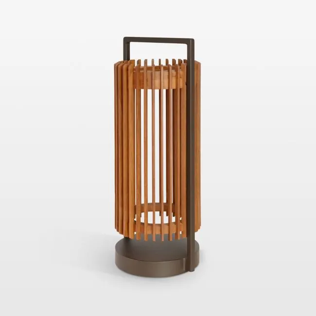Jazz Teak Outdoor Solar LED Lantern