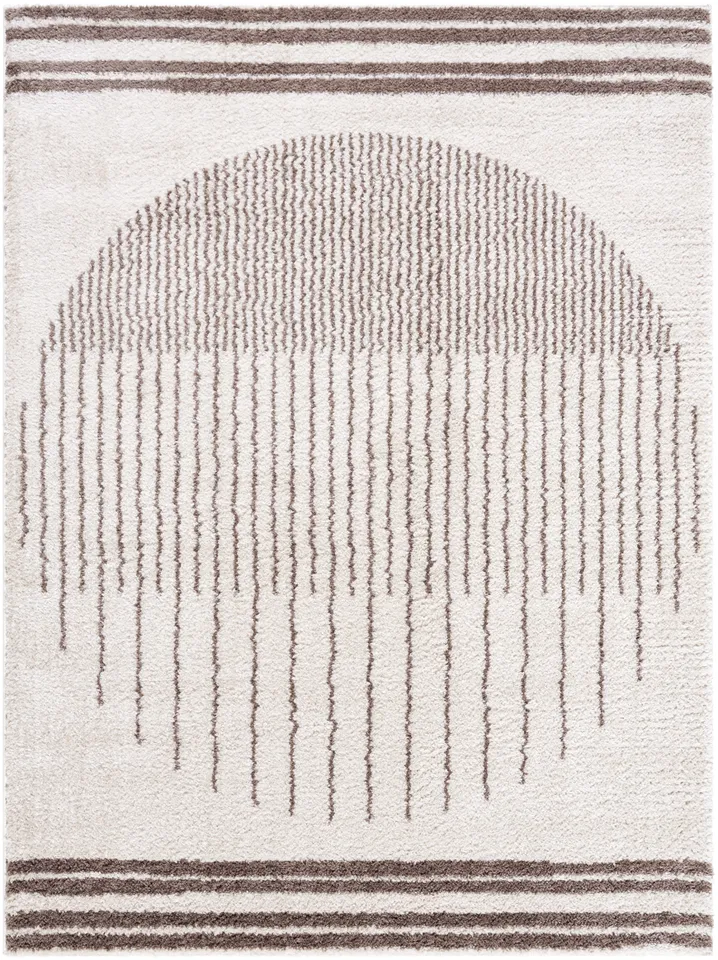 Fossay Shag Beige Indoor 5'3" x 7' Machine Woven Rug
