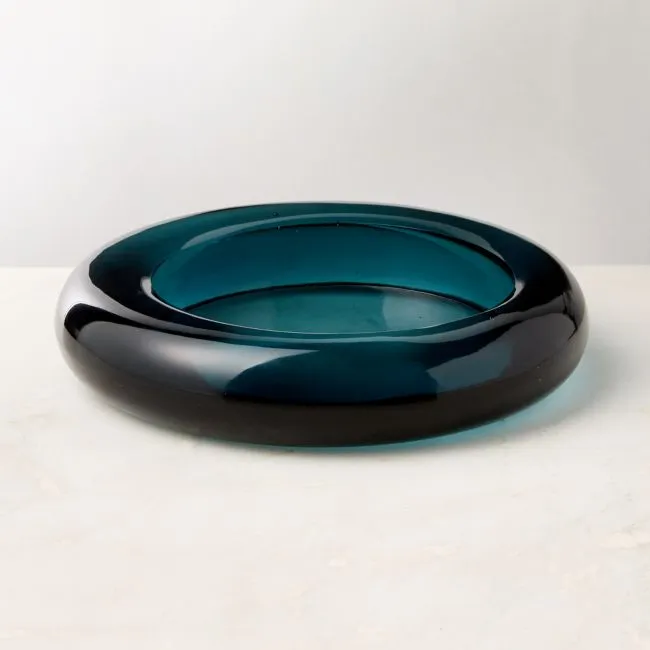 Bangle Teal Glass Decorative Bowl