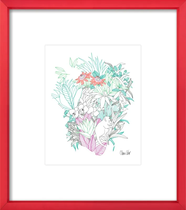 Passionflowers, orchids and the squirrel monkey  by Claire Colin for Artfully Walls