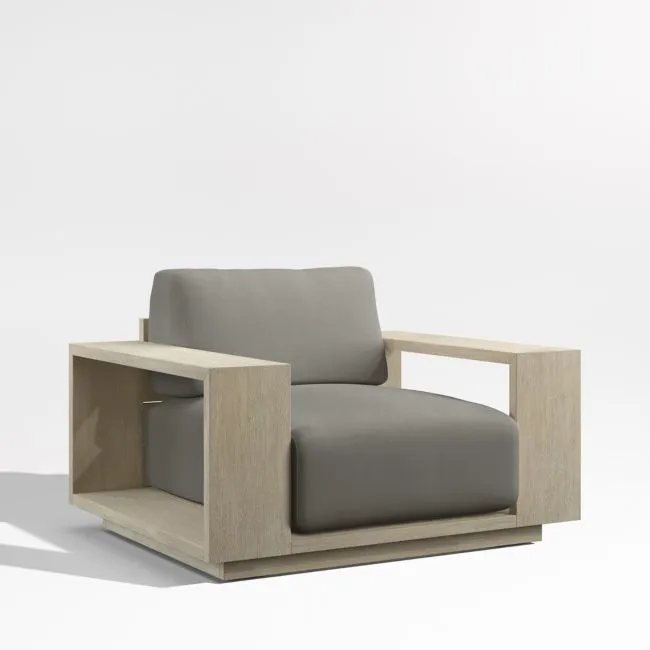 Mallorca Wood Outdoor Lounge Chair with Canvas Charcoal Sunbrella ® Cushions