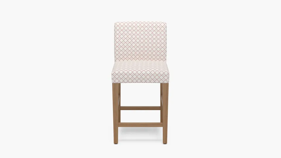 Signature Dining Counter Stool, Rosewood Petite Lattice, Natural Square Tapered Leg