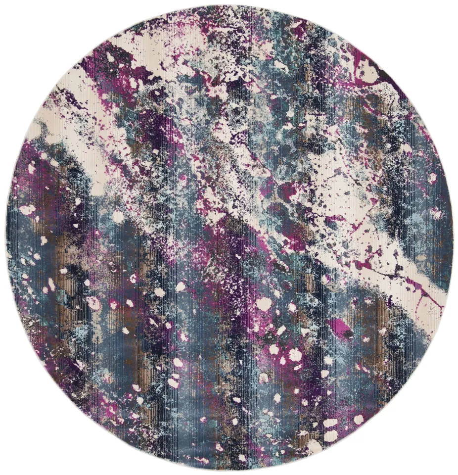 Arlo Home Woven Area Rug, RAD111B, Teal/Magenta,  6' 7" X 6' 7" Round