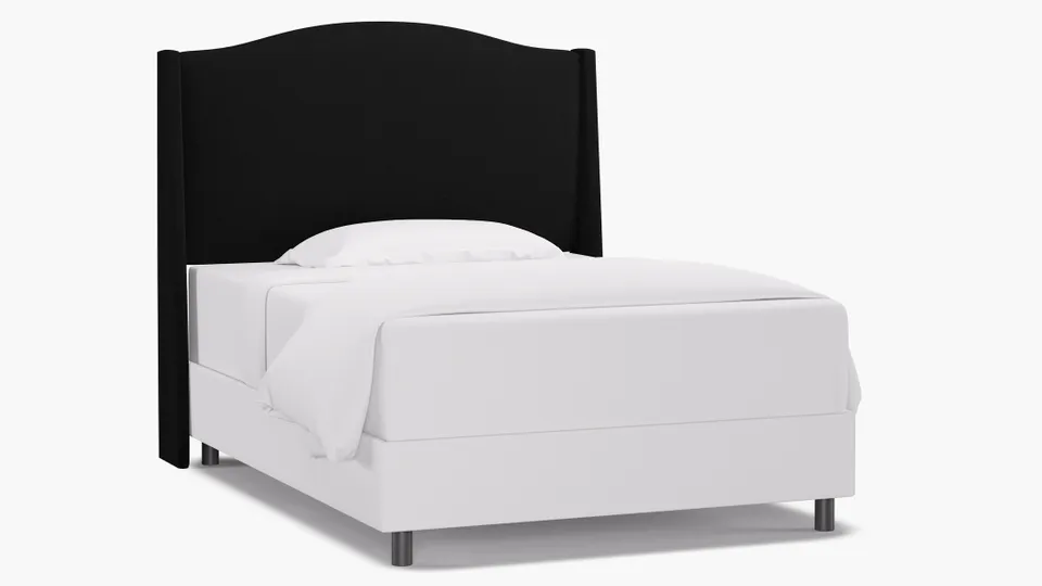 Classic Wingback Headboard, Raven Everyday Linen, Full