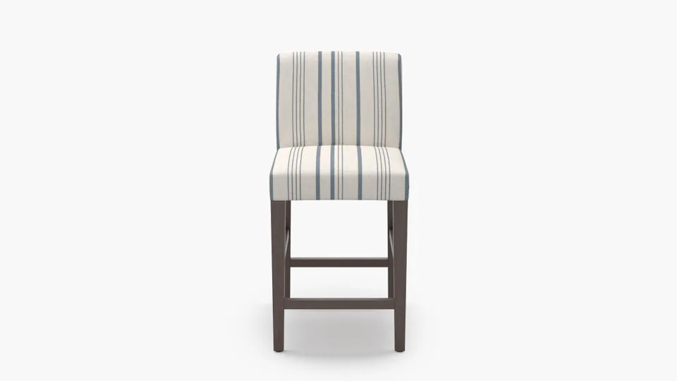 Signature Dining Counter Stool, Blue Market Stripe, Espresso Square Tapered Leg