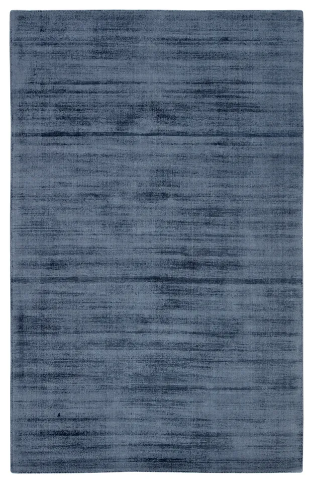 Yasmin Handmade Solid Blue/ Gray Area Rug (6'X9')