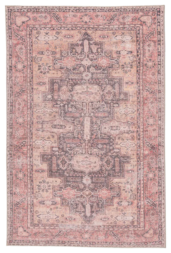 Cosima KND06 Medallion Pink and Gray Area Rug (3'9"x6')
