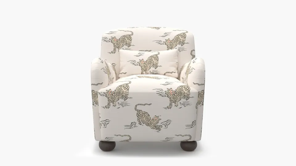 Club Chair, Canvas Tigresse, Espresso Bun Foot