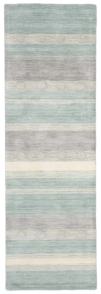 Arlo Home Hand Loomed Area Rug, SFK801J, Aqua/Ivory,  2' 6" X 8'