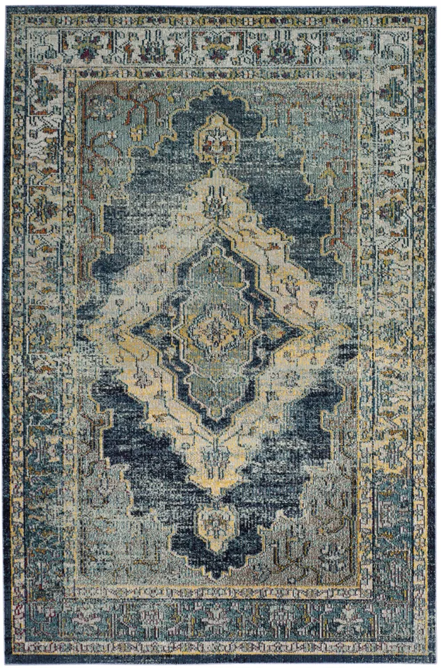 Arlo Home Woven Area Rug, CRS500M, Blue/Yellow,  4' X 6'