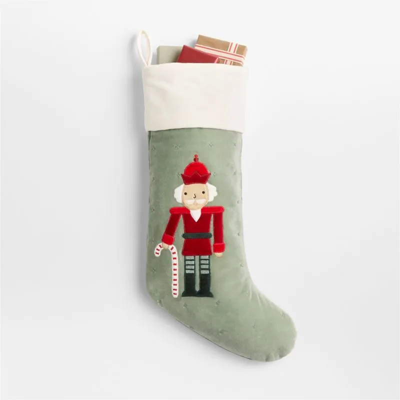 Wonderland Velvet Nutcracker Kids Christmas Stocking