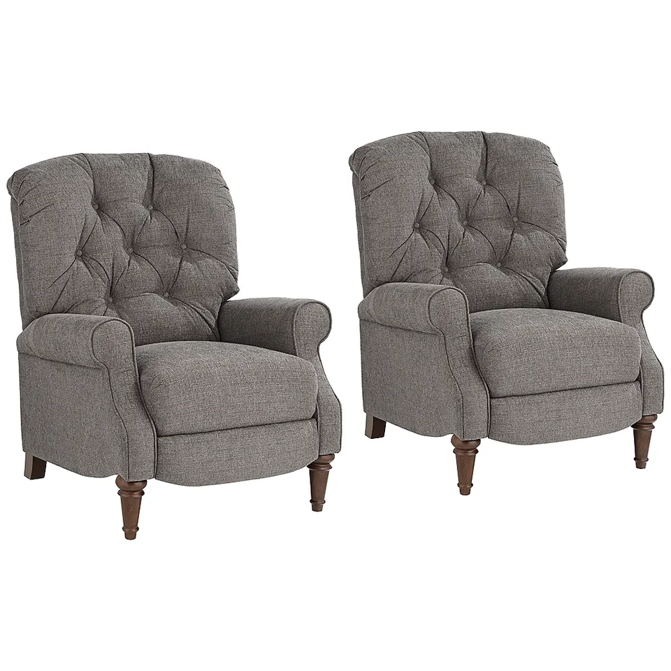 Melissa Ash Gray Fabric 3-Way Recliners Set of 2