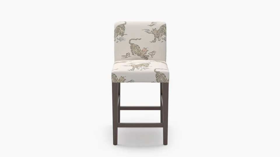 Signature Dining Counter Stool, Canvas Tigresse, Espresso Square Tapered Leg
