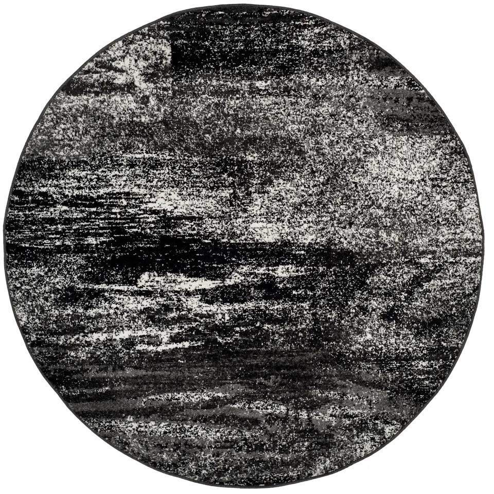 Arlo Home Woven Area Rug, ADR112A, Silver/Black,  4' X 4' Round