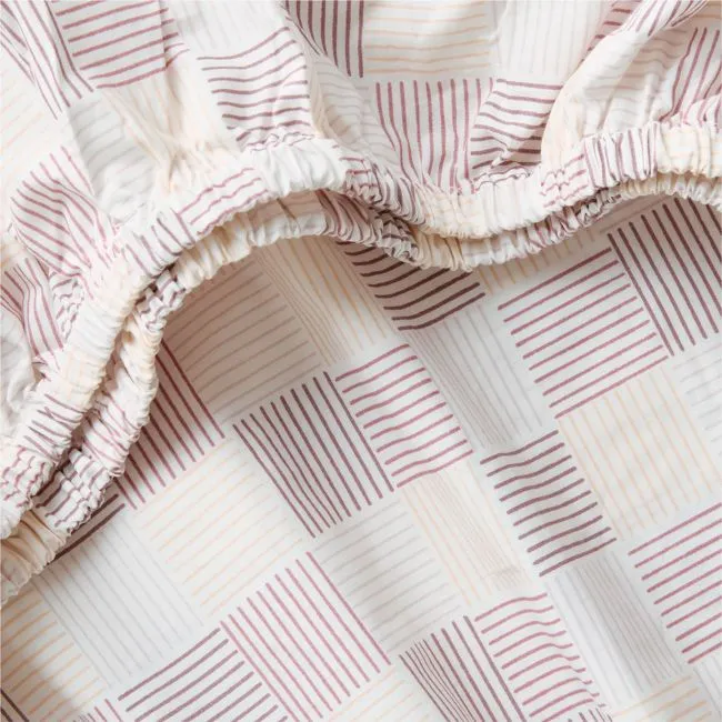 Caden Checker Purple 100% Organic Cotton Baby Crib Fitted Sheet