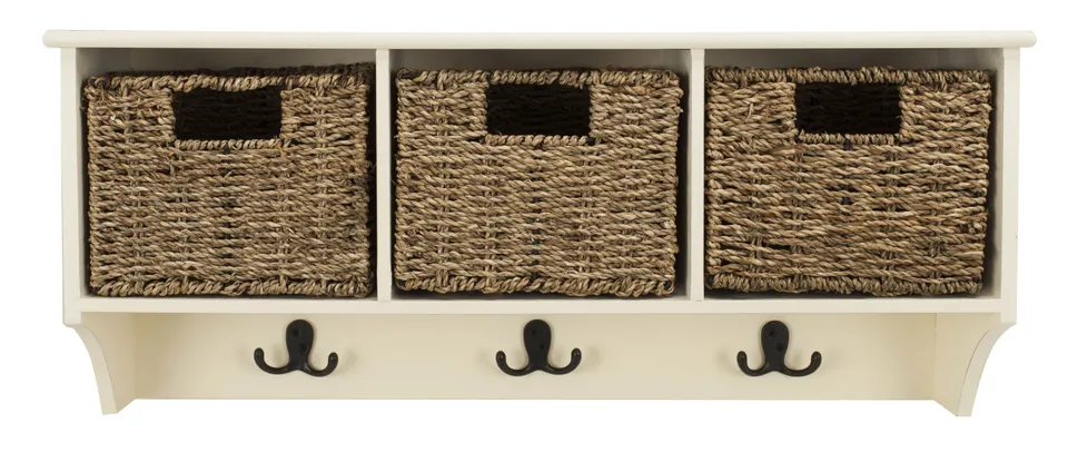 Finley Hanging 3 Basket Wall Rack - White