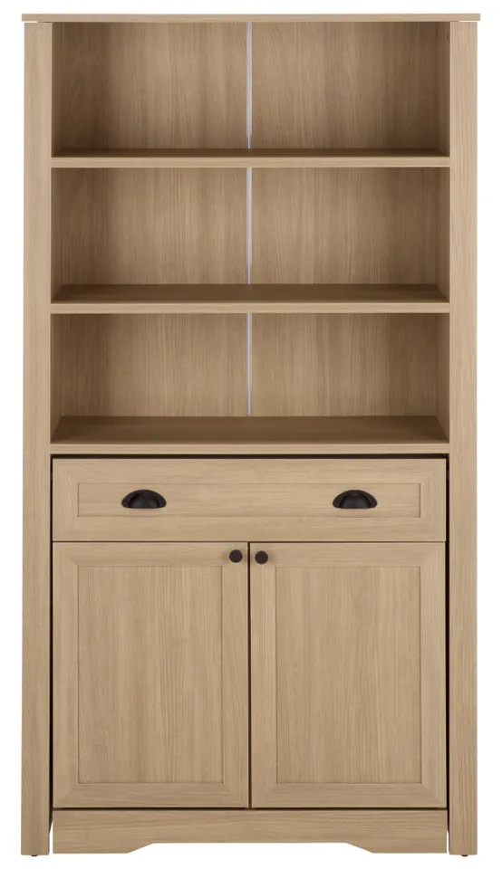 Vero Bookcase With Fold Desk & Cabinet - Natural