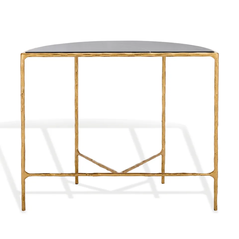 Jessa Forged Metal Console Table - Brass/Black