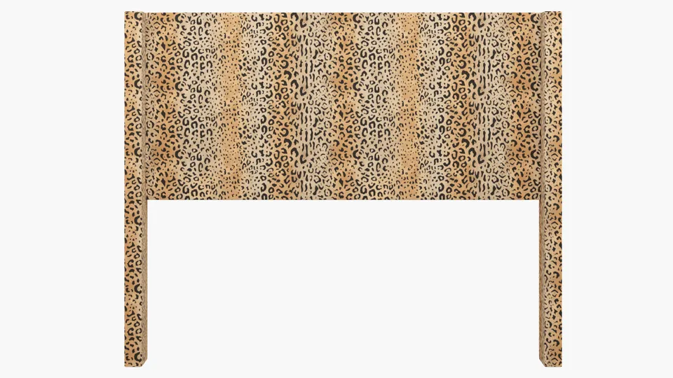 Modern Wingback Headboard, Leopard, Queen