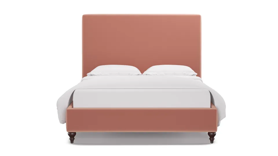 Classic Bed, Bloom Performance Plush Velvet, Espresso Traditional Turned Leg, Full